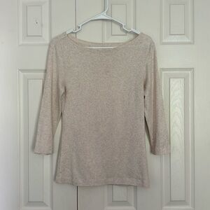 Beige-cream colored 3/4 length sleeve top
